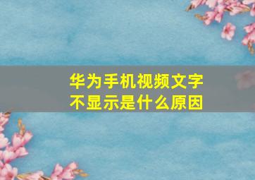 华为手机视频文字不显示是什么原因