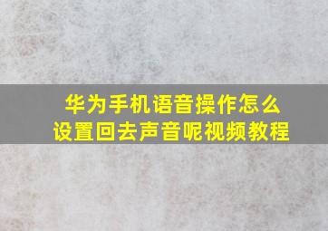 华为手机语音操作怎么设置回去声音呢视频教程