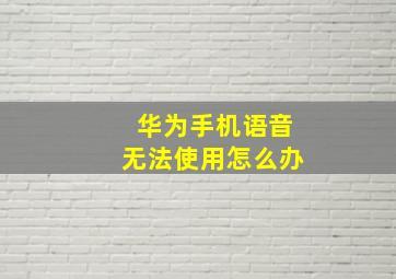 华为手机语音无法使用怎么办