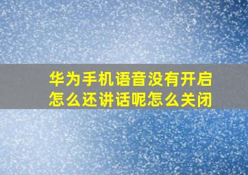 华为手机语音没有开启怎么还讲话呢怎么关闭