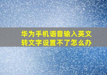 华为手机语音输入英文转文字设置不了怎么办