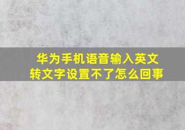 华为手机语音输入英文转文字设置不了怎么回事