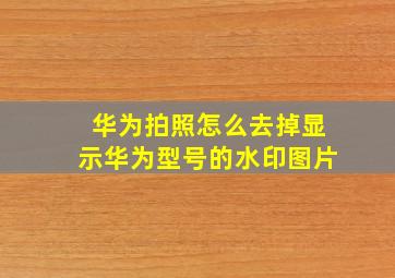 华为拍照怎么去掉显示华为型号的水印图片