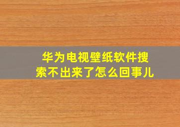 华为电视壁纸软件搜索不出来了怎么回事儿