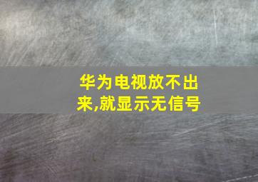 华为电视放不出来,就显示无信号