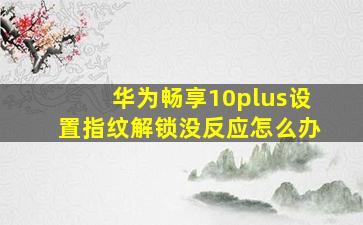 华为畅享10plus设置指纹解锁没反应怎么办