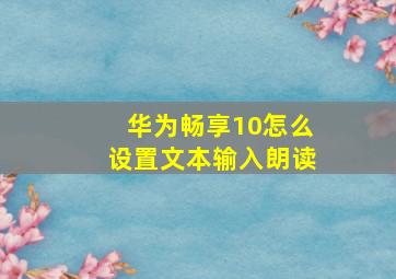 华为畅享10怎么设置文本输入朗读