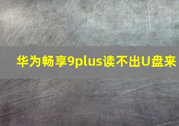 华为畅享9plus读不出U盘来