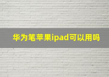 华为笔苹果ipad可以用吗