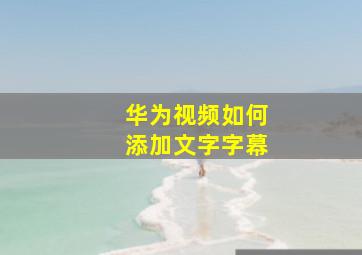 华为视频如何添加文字字幕