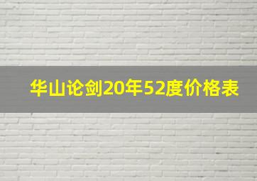 华山论剑20年52度价格表