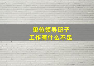 单位领导班子工作有什么不足