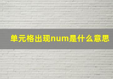 单元格出现num是什么意思