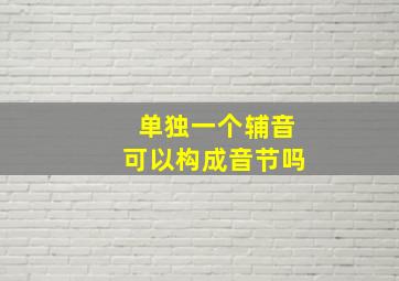 单独一个辅音可以构成音节吗