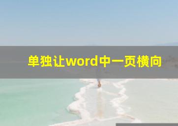 单独让word中一页横向