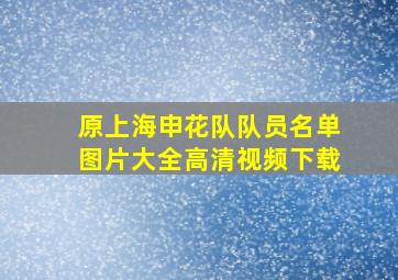 原上海申花队队员名单图片大全高清视频下载