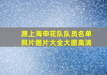 原上海申花队队员名单照片图片大全大图高清