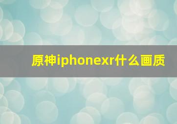 原神iphonexr什么画质