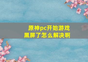 原神pc开始游戏黑屏了怎么解决啊