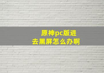 原神pc版进去黑屏怎么办啊