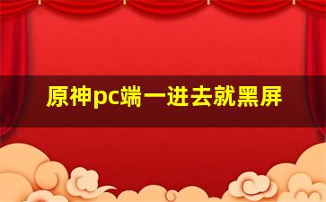 原神pc端一进去就黑屏