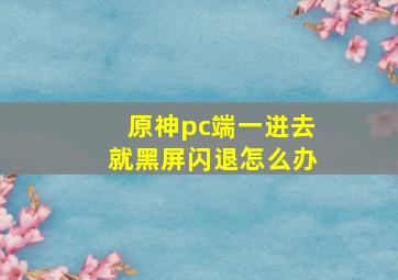 原神pc端一进去就黑屏闪退怎么办