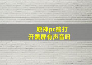 原神pc端打开黑屏有声音吗