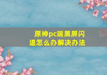 原神pc端黑屏闪退怎么办解决办法