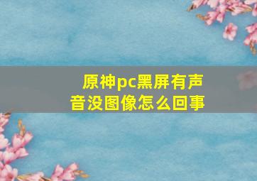 原神pc黑屏有声音没图像怎么回事