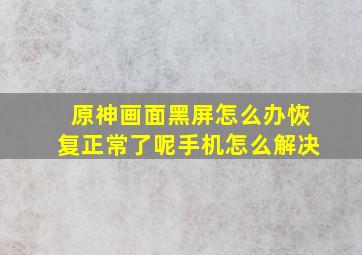 原神画面黑屏怎么办恢复正常了呢手机怎么解决