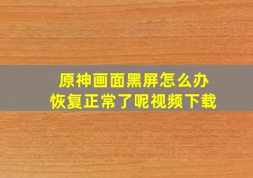 原神画面黑屏怎么办恢复正常了呢视频下载