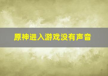 原神进入游戏没有声音