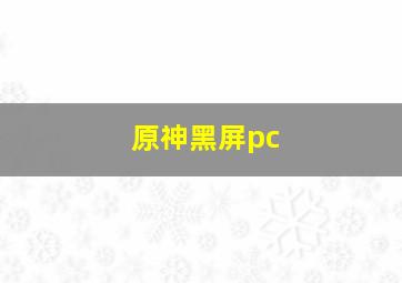 原神黑屏pc