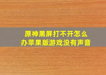 原神黑屏打不开怎么办苹果版游戏没有声音