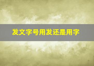 发文字号用发还是用字