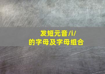 发短元音/i/的字母及字母组合