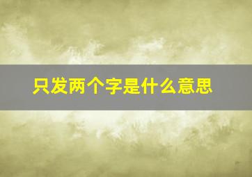 只发两个字是什么意思