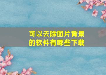 可以去除图片背景的软件有哪些下载