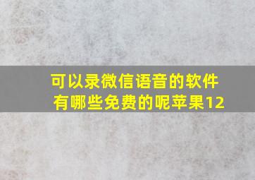 可以录微信语音的软件有哪些免费的呢苹果12