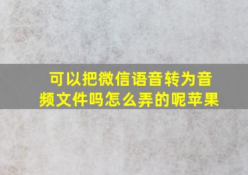 可以把微信语音转为音频文件吗怎么弄的呢苹果