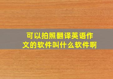 可以拍照翻译英语作文的软件叫什么软件啊