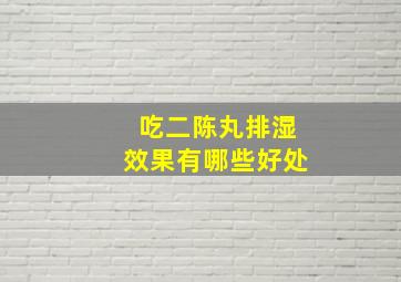 吃二陈丸排湿效果有哪些好处