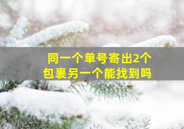 同一个单号寄出2个包裹另一个能找到吗