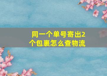 同一个单号寄出2个包裹怎么查物流