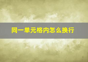 同一单元格内怎么换行