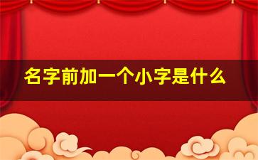 名字前加一个小字是什么