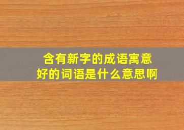 含有新字的成语寓意好的词语是什么意思啊