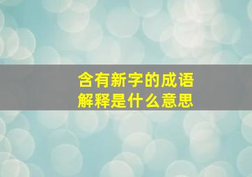 含有新字的成语解释是什么意思