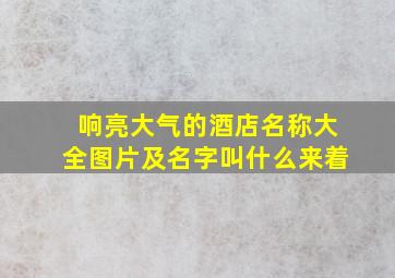 响亮大气的酒店名称大全图片及名字叫什么来着