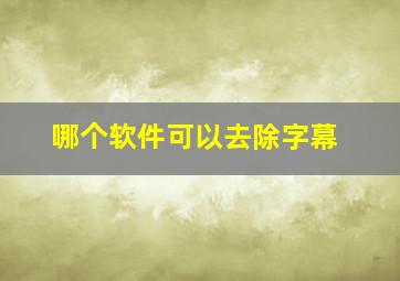 哪个软件可以去除字幕